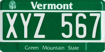 VT license plate XYZ567