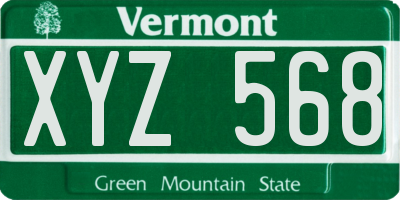 VT license plate XYZ568