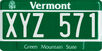 VT license plate XYZ571