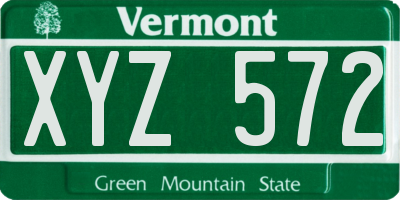 VT license plate XYZ572