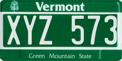 VT license plate XYZ573