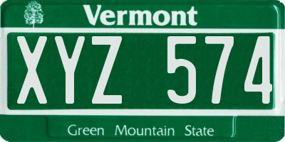VT license plate XYZ574