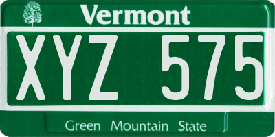 VT license plate XYZ575