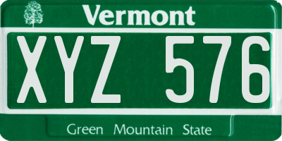 VT license plate XYZ576