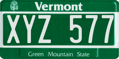 VT license plate XYZ577