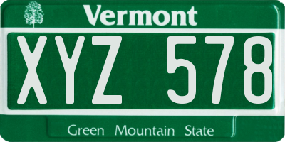 VT license plate XYZ578