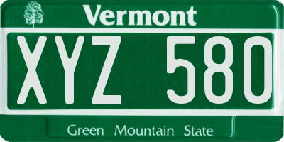 VT license plate XYZ580