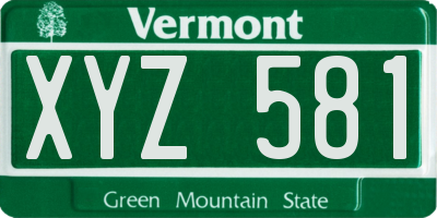 VT license plate XYZ581