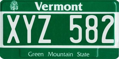VT license plate XYZ582