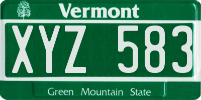 VT license plate XYZ583