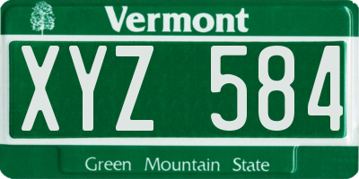 VT license plate XYZ584