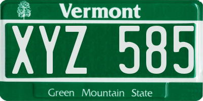 VT license plate XYZ585