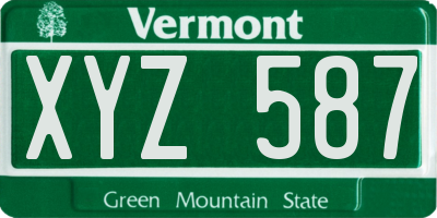 VT license plate XYZ587