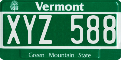 VT license plate XYZ588