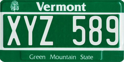 VT license plate XYZ589