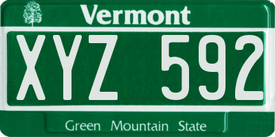 VT license plate XYZ592