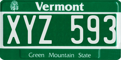 VT license plate XYZ593