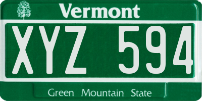 VT license plate XYZ594