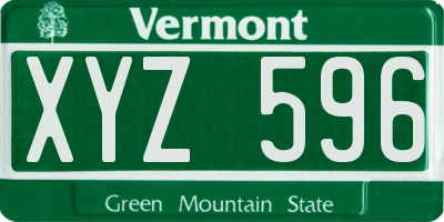 VT license plate XYZ596