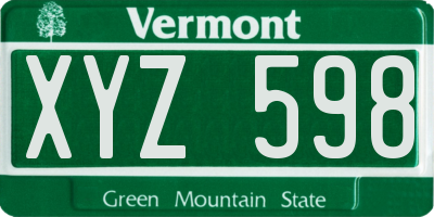 VT license plate XYZ598