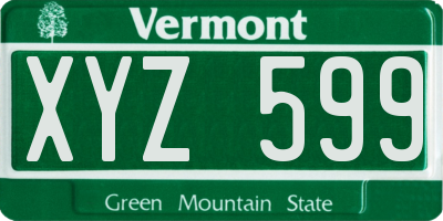 VT license plate XYZ599