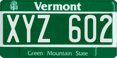 VT license plate XYZ602