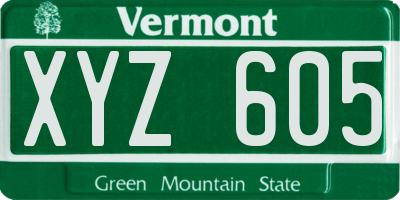 VT license plate XYZ605