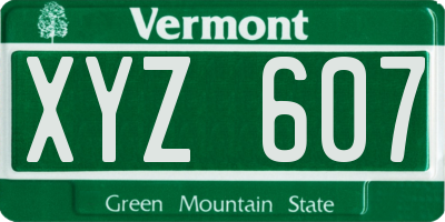 VT license plate XYZ607