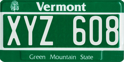 VT license plate XYZ608