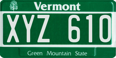 VT license plate XYZ610