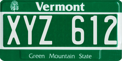 VT license plate XYZ612