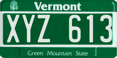 VT license plate XYZ613