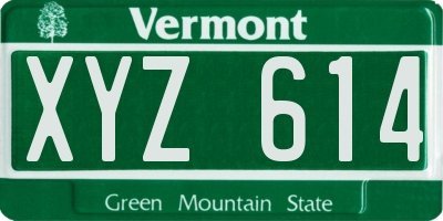 VT license plate XYZ614