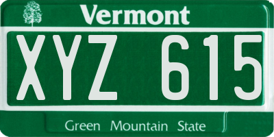 VT license plate XYZ615