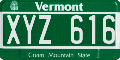 VT license plate XYZ616