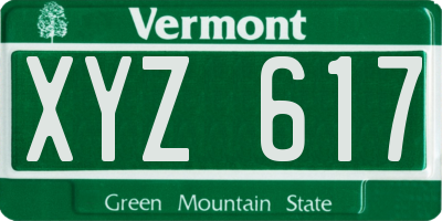 VT license plate XYZ617