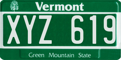 VT license plate XYZ619