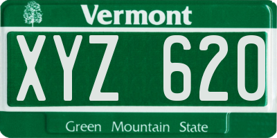 VT license plate XYZ620