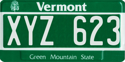 VT license plate XYZ623