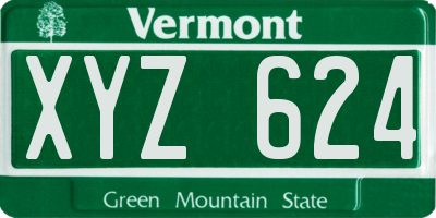 VT license plate XYZ624