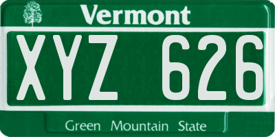VT license plate XYZ626