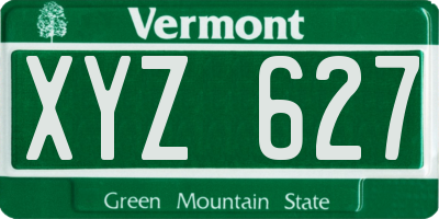 VT license plate XYZ627