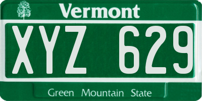 VT license plate XYZ629