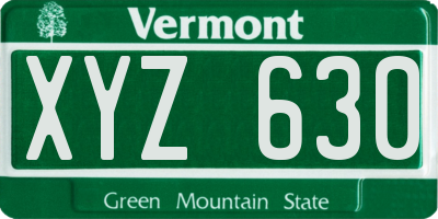 VT license plate XYZ630