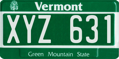 VT license plate XYZ631