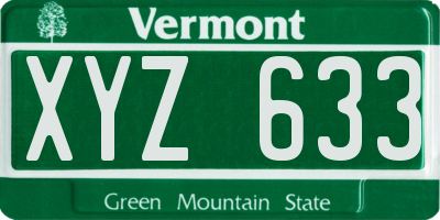 VT license plate XYZ633