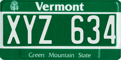 VT license plate XYZ634