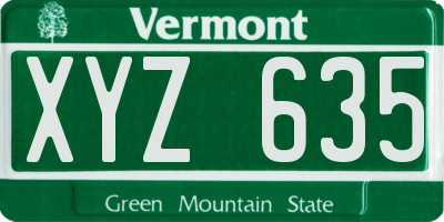 VT license plate XYZ635