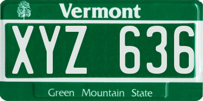 VT license plate XYZ636