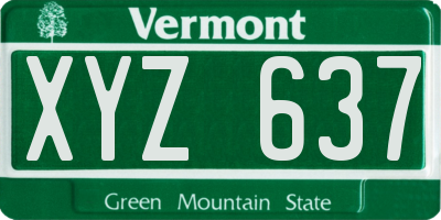 VT license plate XYZ637